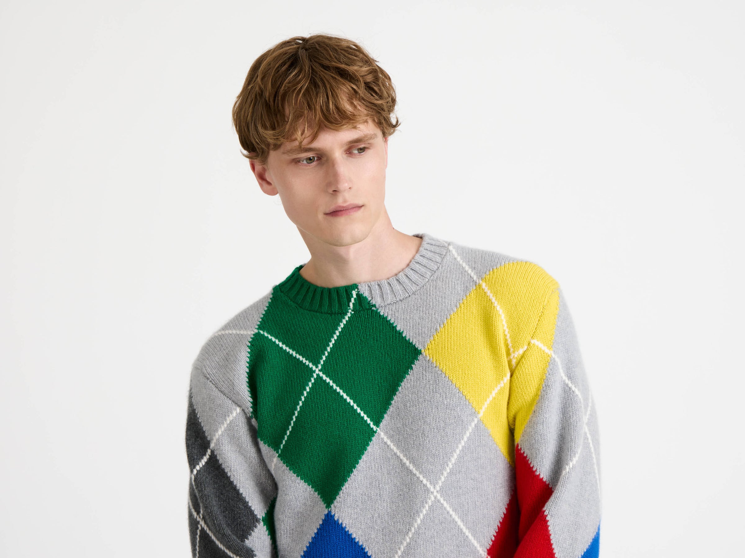 jwa x pringle crew neck jumper mid grey melange 1 Model Detail 1