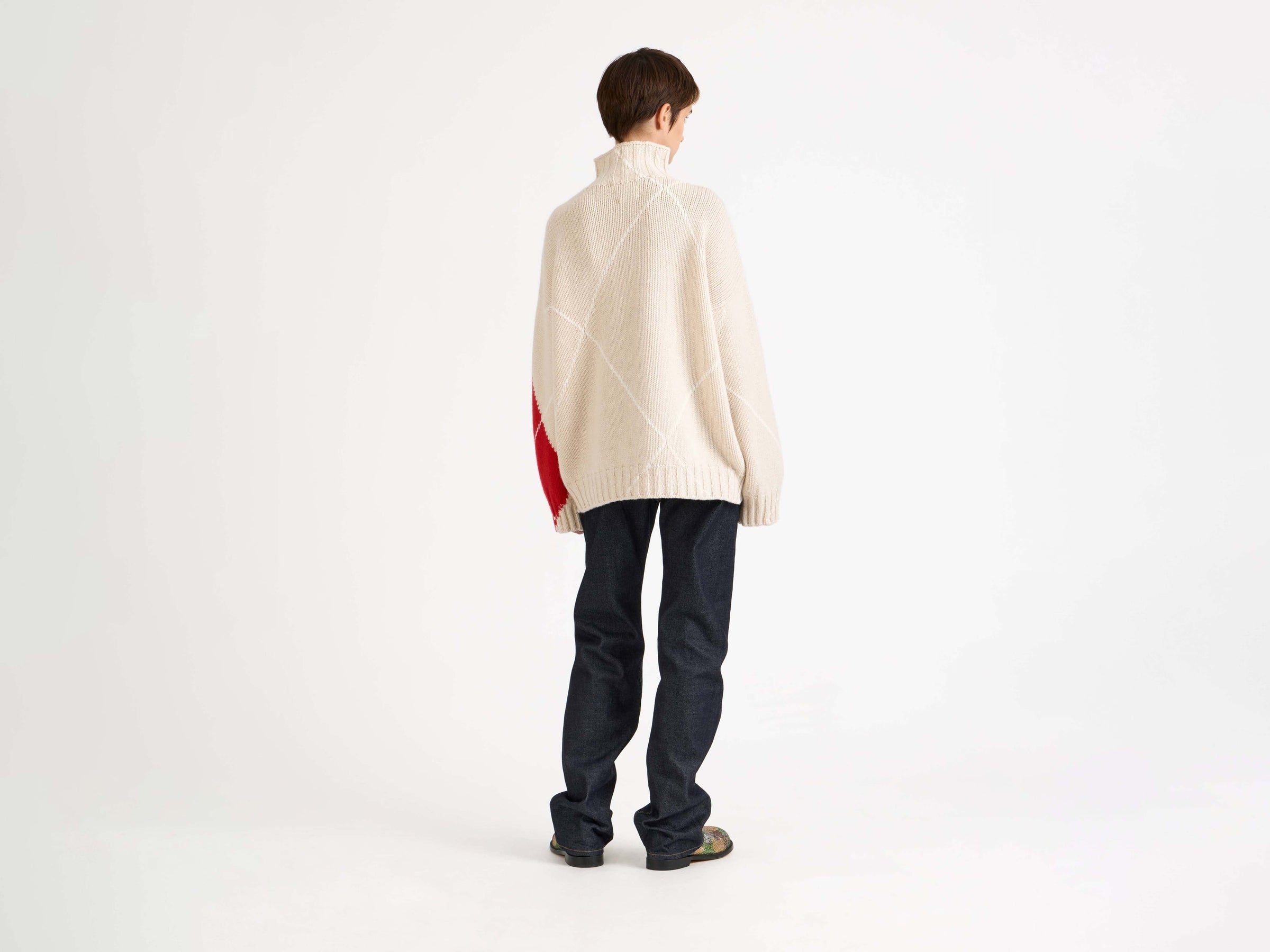 jwa x pringle turtle neck jumper natural Model Back 3