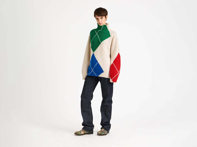 jwa x pringle turtle neck jumper natural Model Front 1