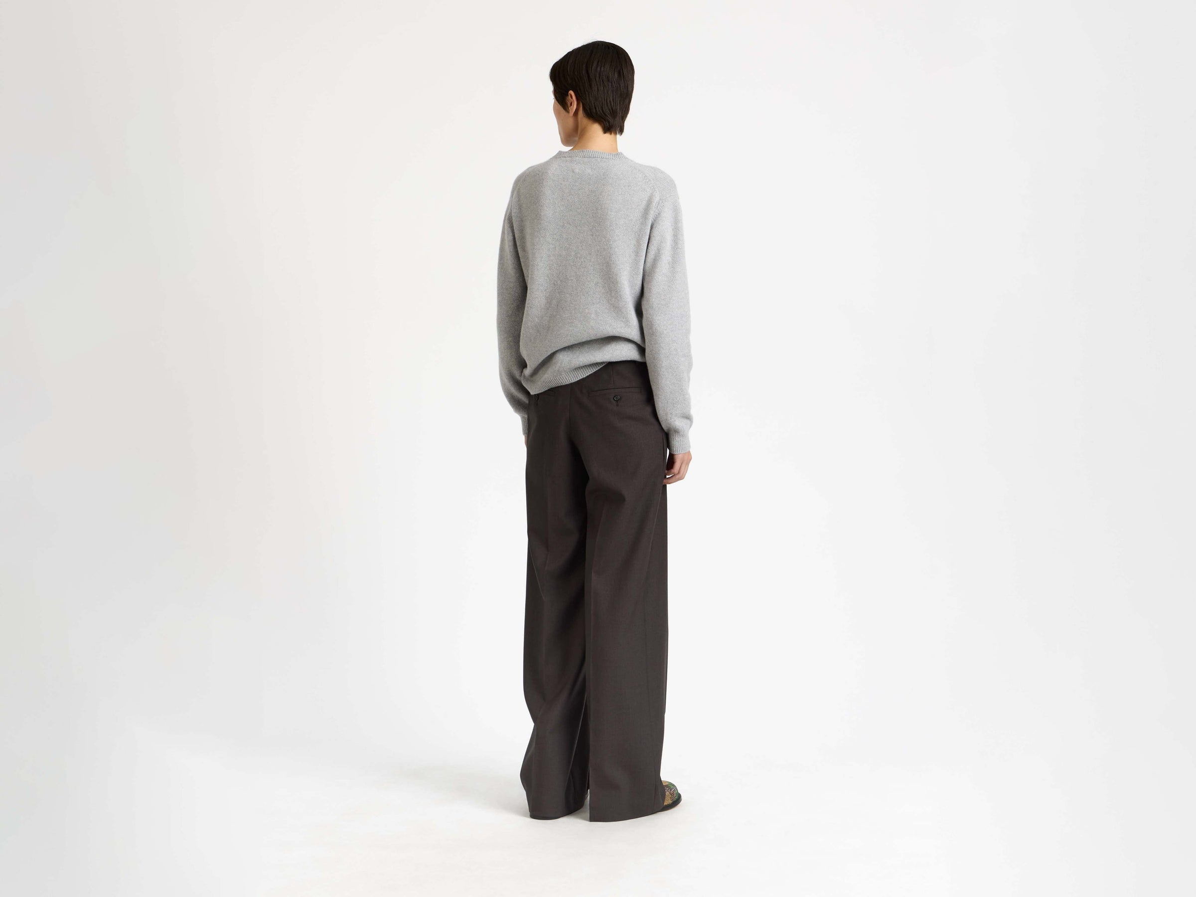 WOMENS JW ANDERSON X PRINGLE FLORAL CREW NECK JUMPER IN GREY MELANGE