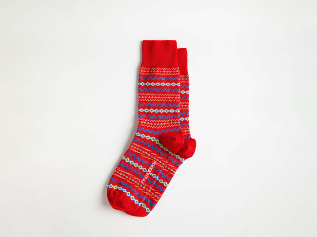 fair isle sock red Product Front 1