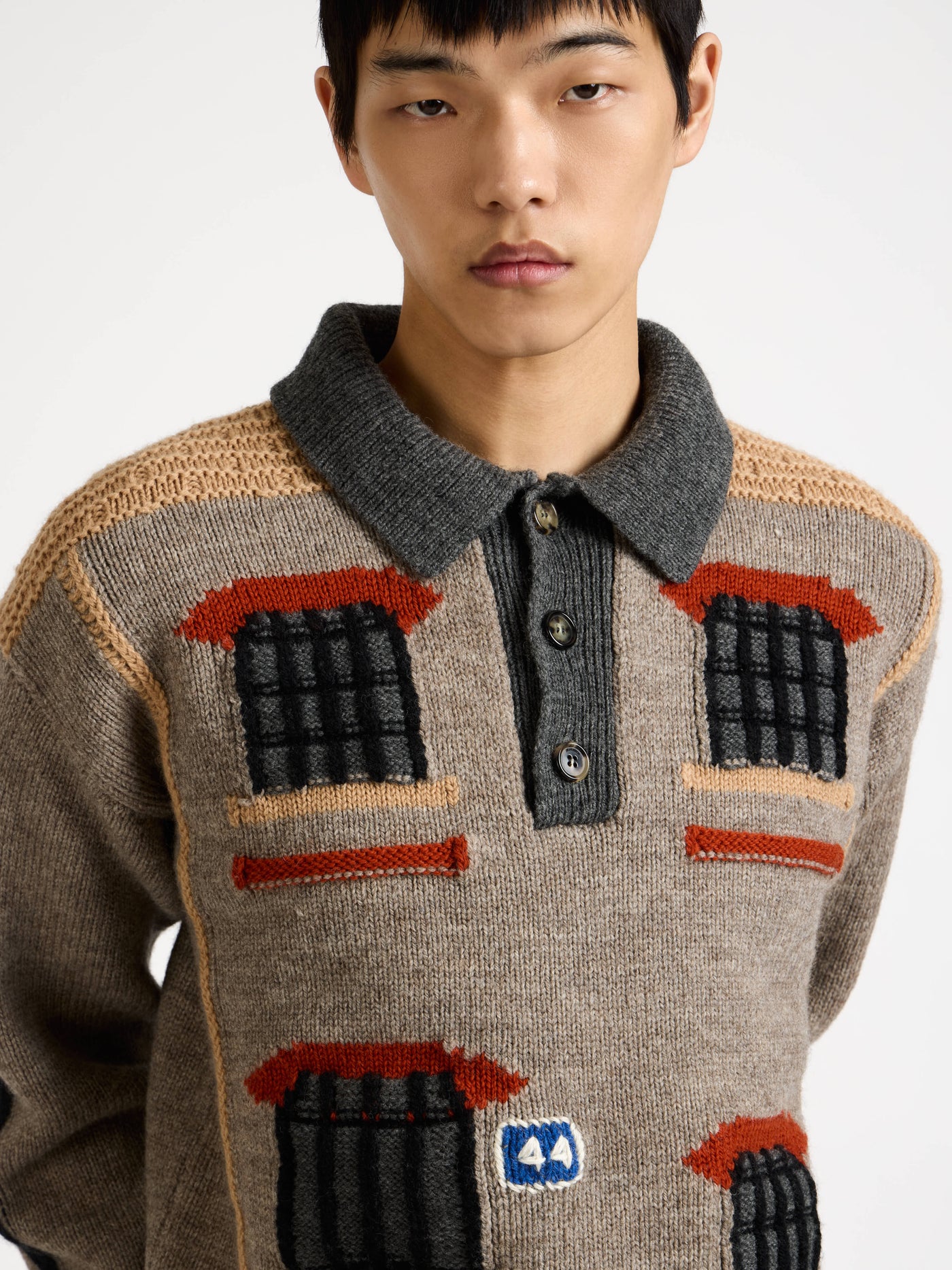house polo jumper beige melange 1 Model Detail 8