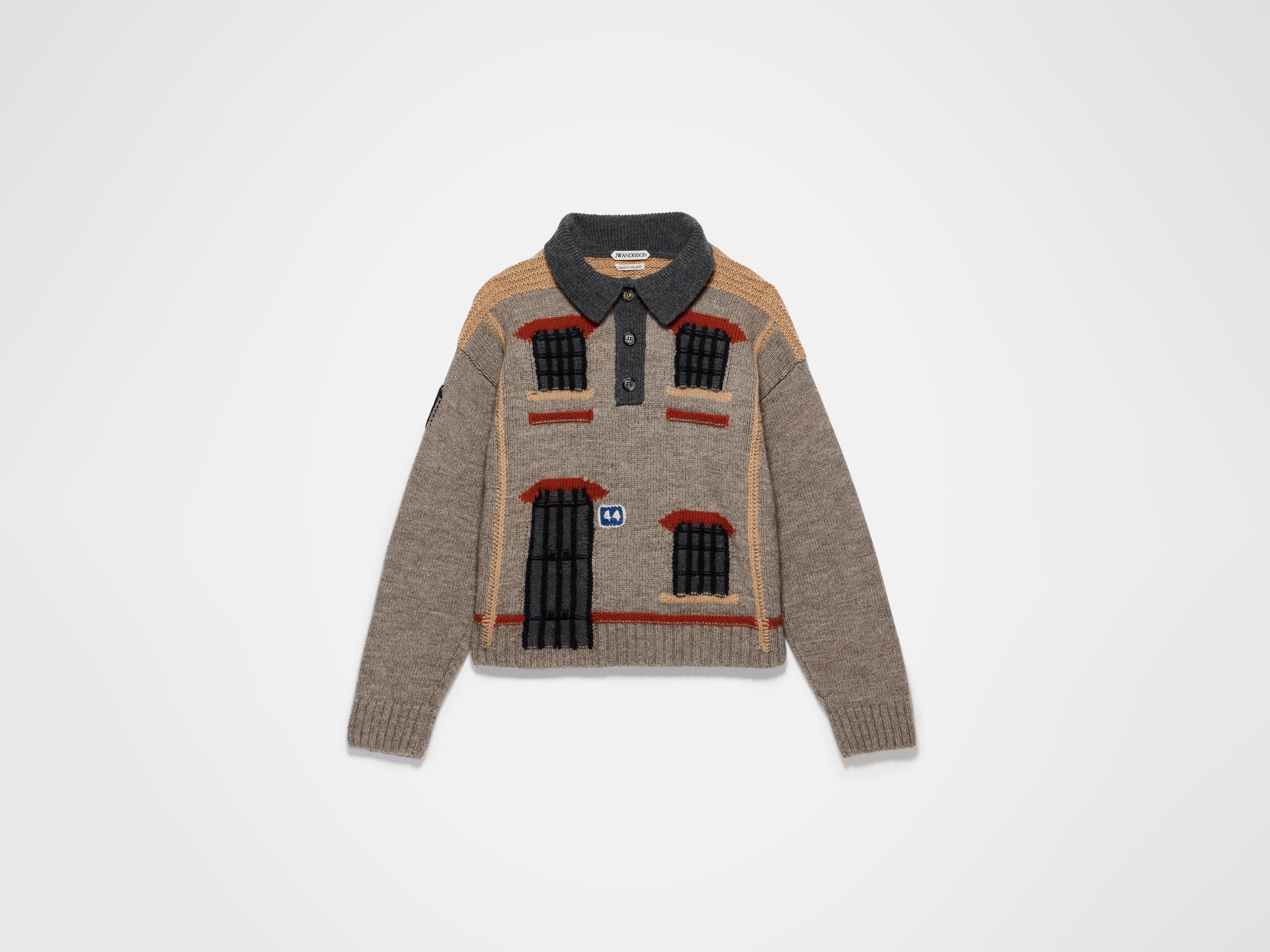 MENS HOUSE POLO JUMPER IN BEIGE MELANGE in BEIGE MELANGE