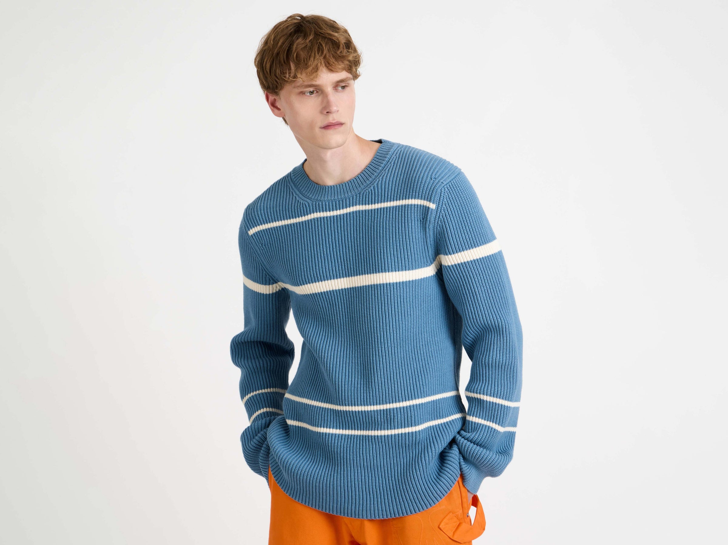 stripe jumper steel blue Model Detail 4