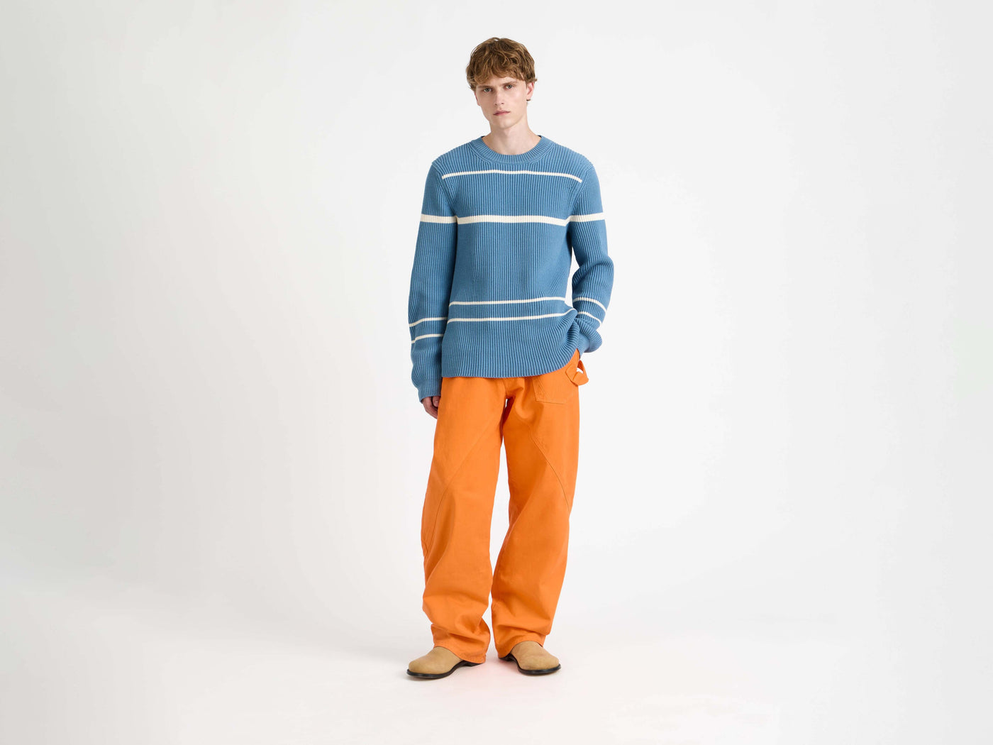 stripe jumper steel blue Model Front 7