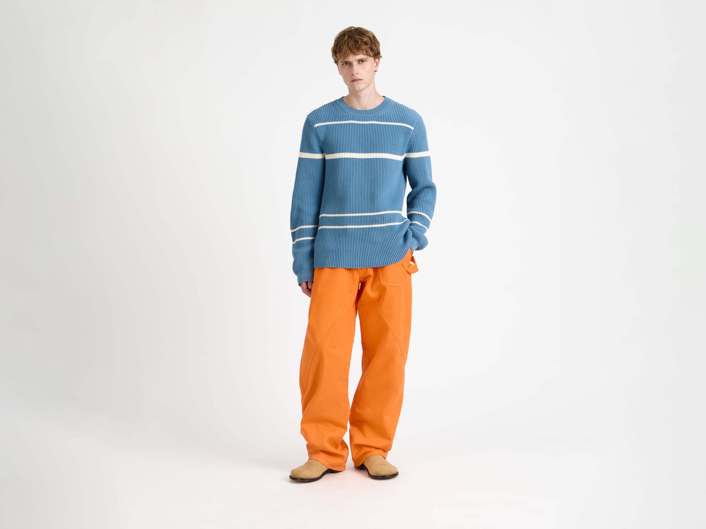 stripe jumper steel blue Model Front 7