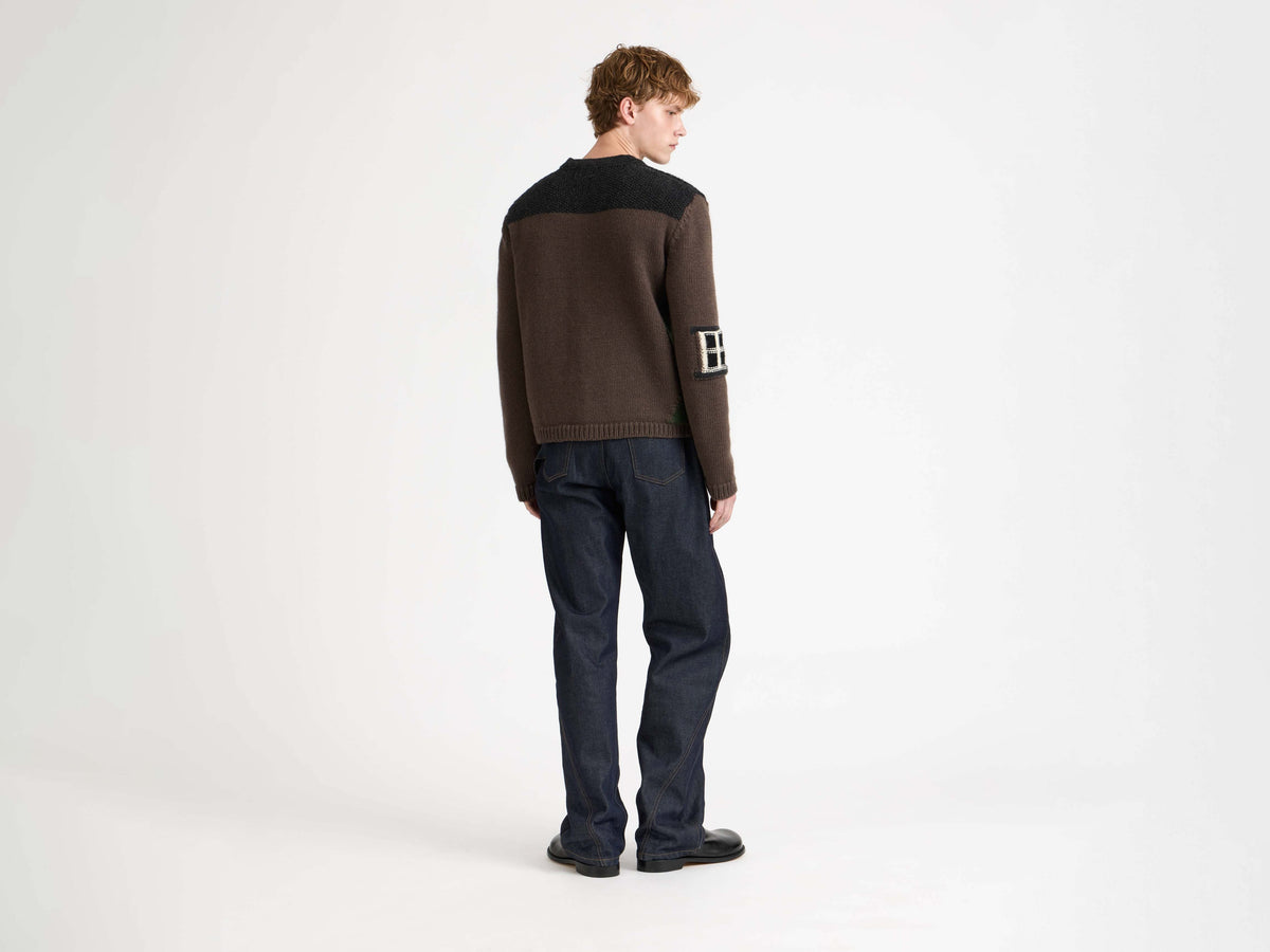 MENS HOUSE POLO CARDIGAN IN CHESTNUT BROWN in CHESTNUT 