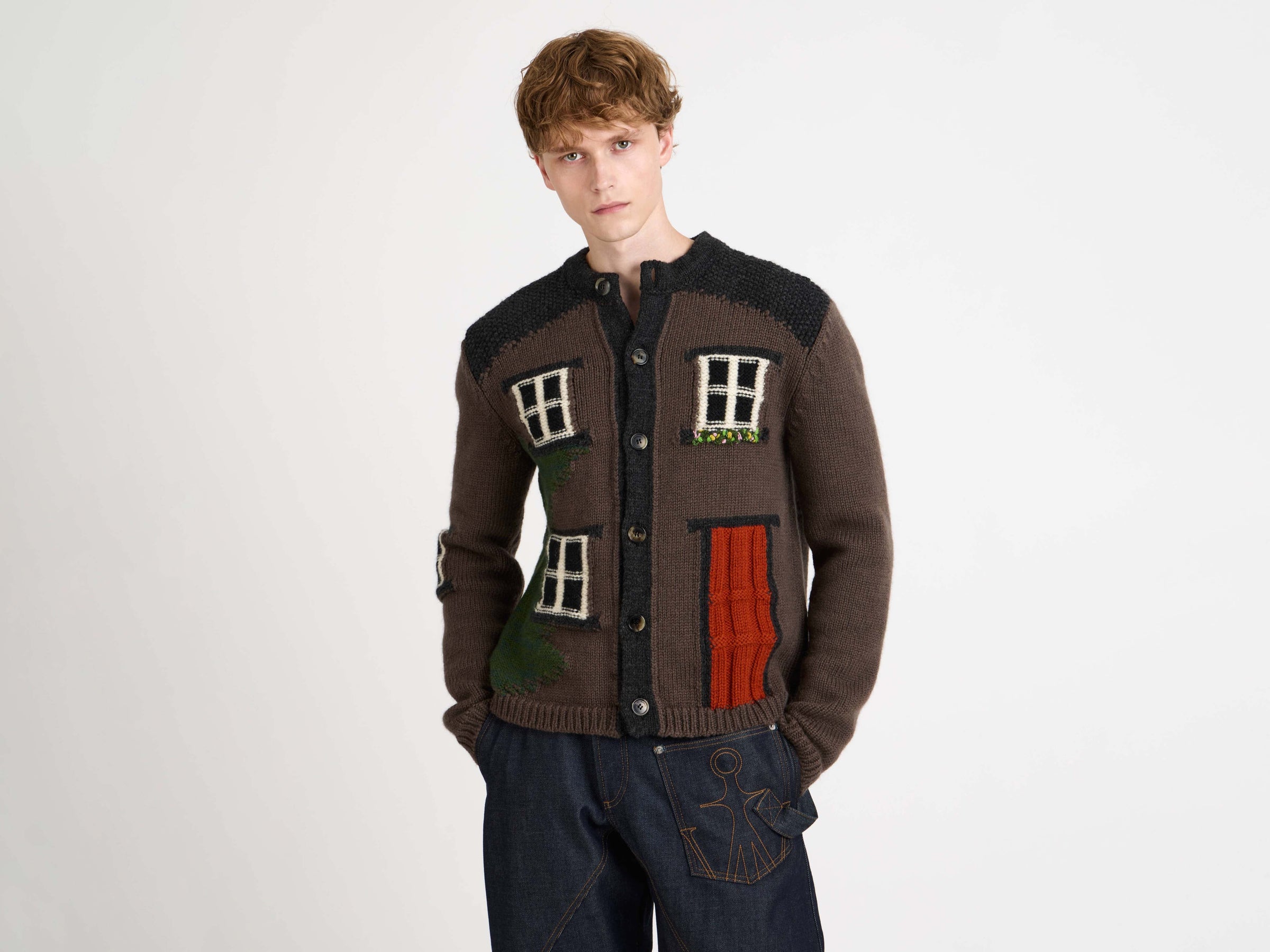 house polo cardigan chestnut Model Detail 4