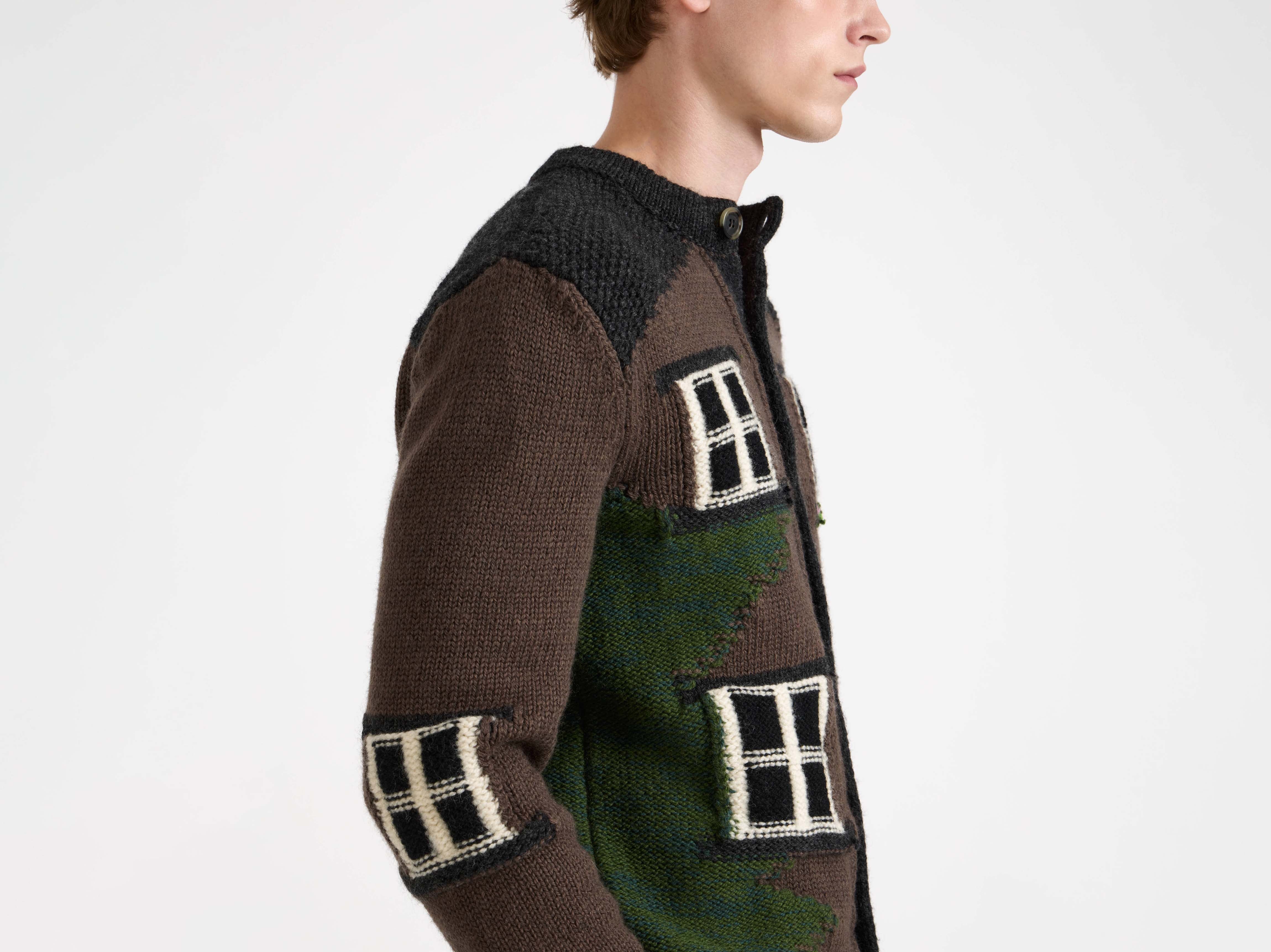 MENS HOUSE POLO CARDIGAN IN CHESTNUT BROWN in CHESTNUT