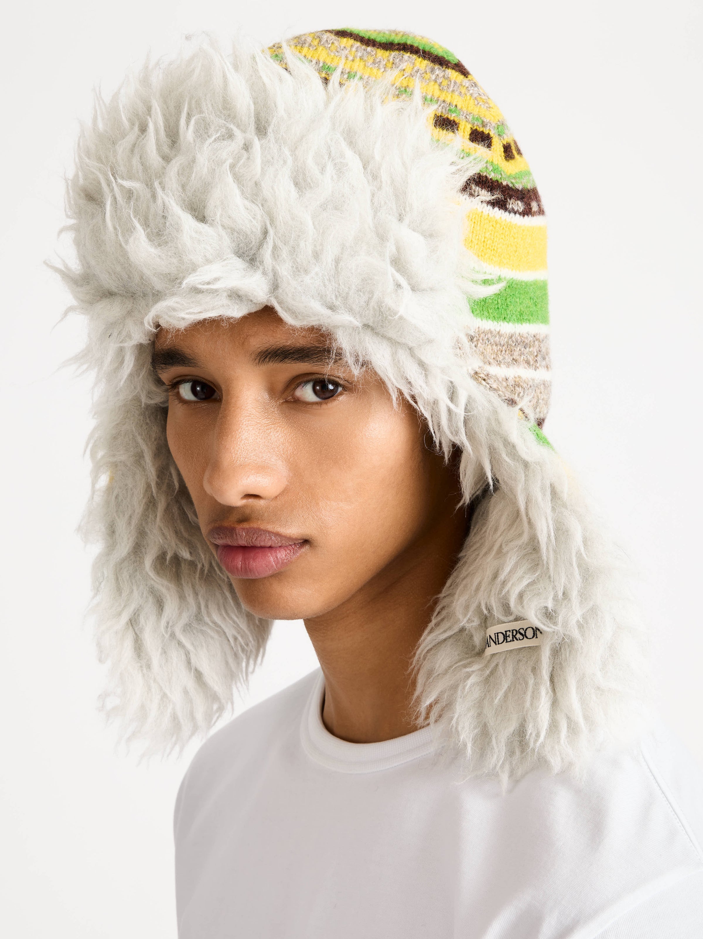 stripe fur hat marigold Model Detail 2