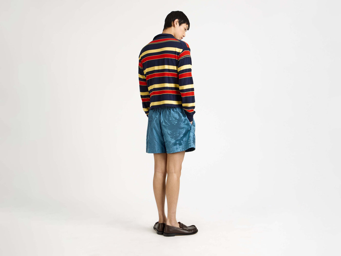 knitted rugby polo navy Model Back 3