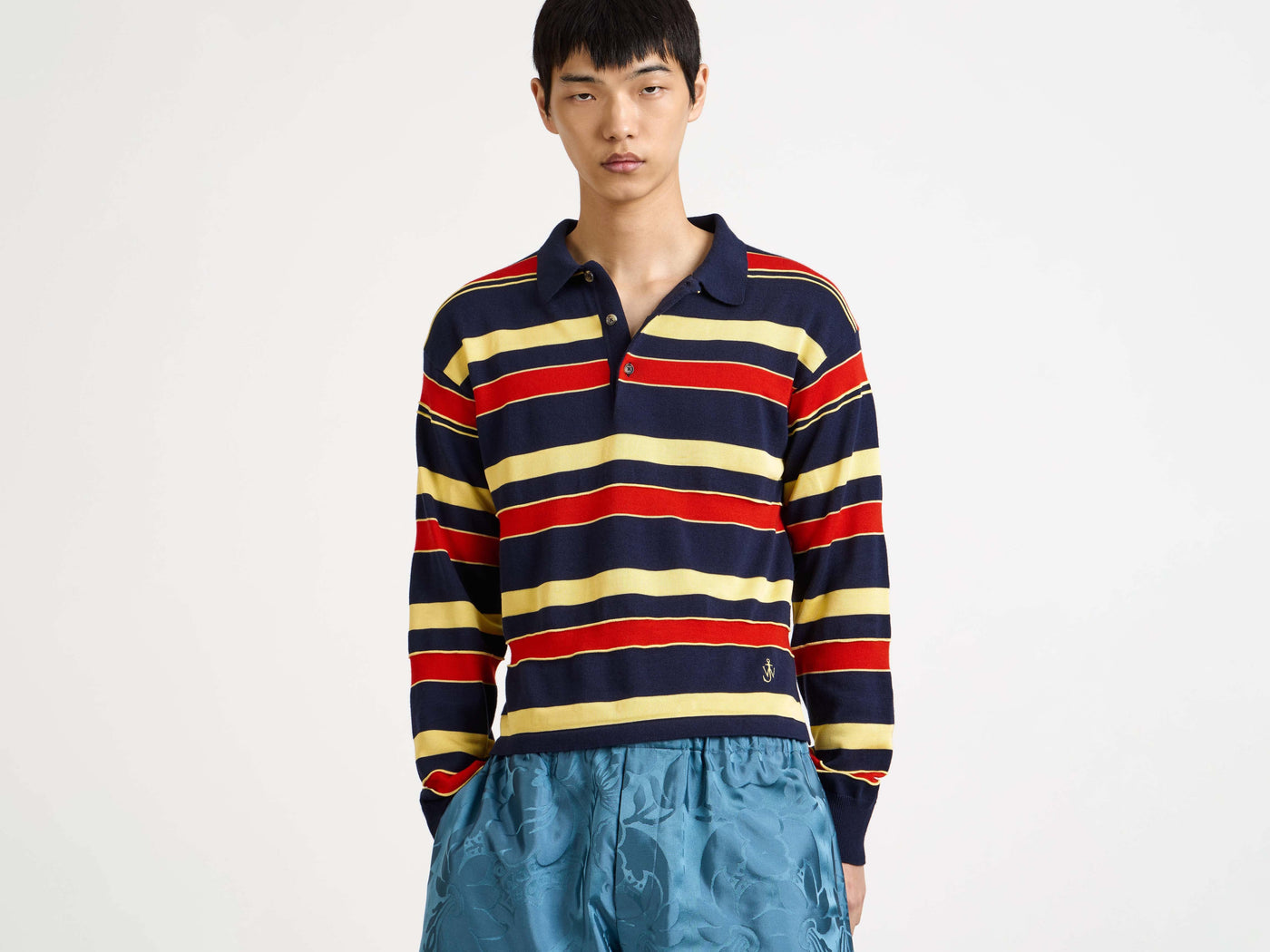 knitted rugby polo navy Model Detail 6