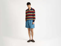 knitted rugby polo navy Model Front 1