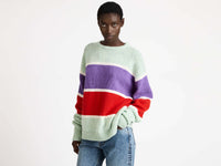 CONTRAST STRIPED CREW NECK JUMPER IN MINT