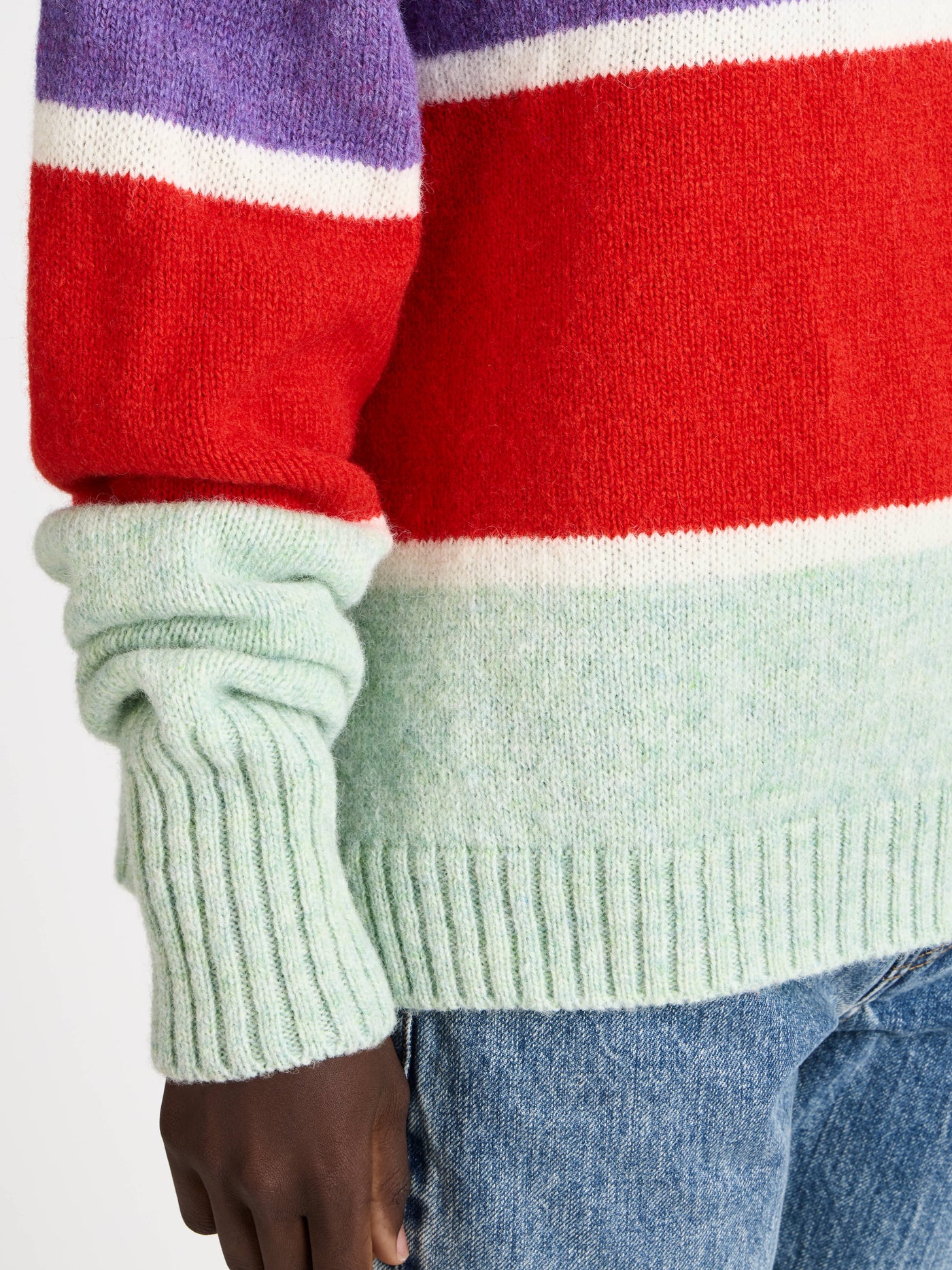 stripe crew neck jumper mint Model Detail 4