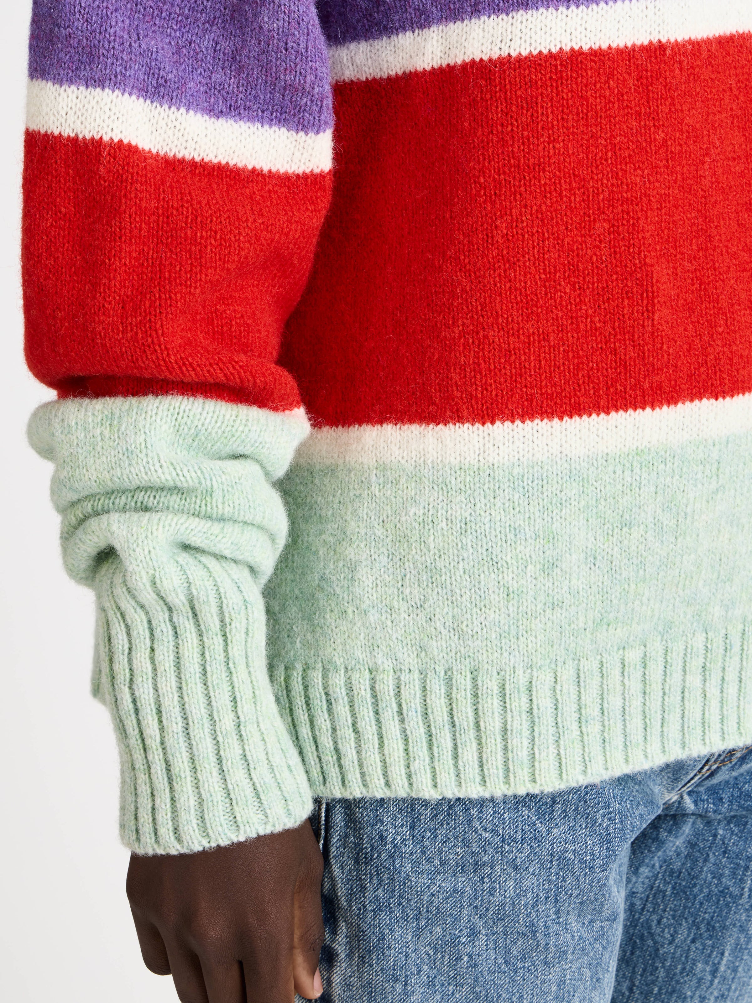 stripe crew neck jumper mint Model Detail 4
