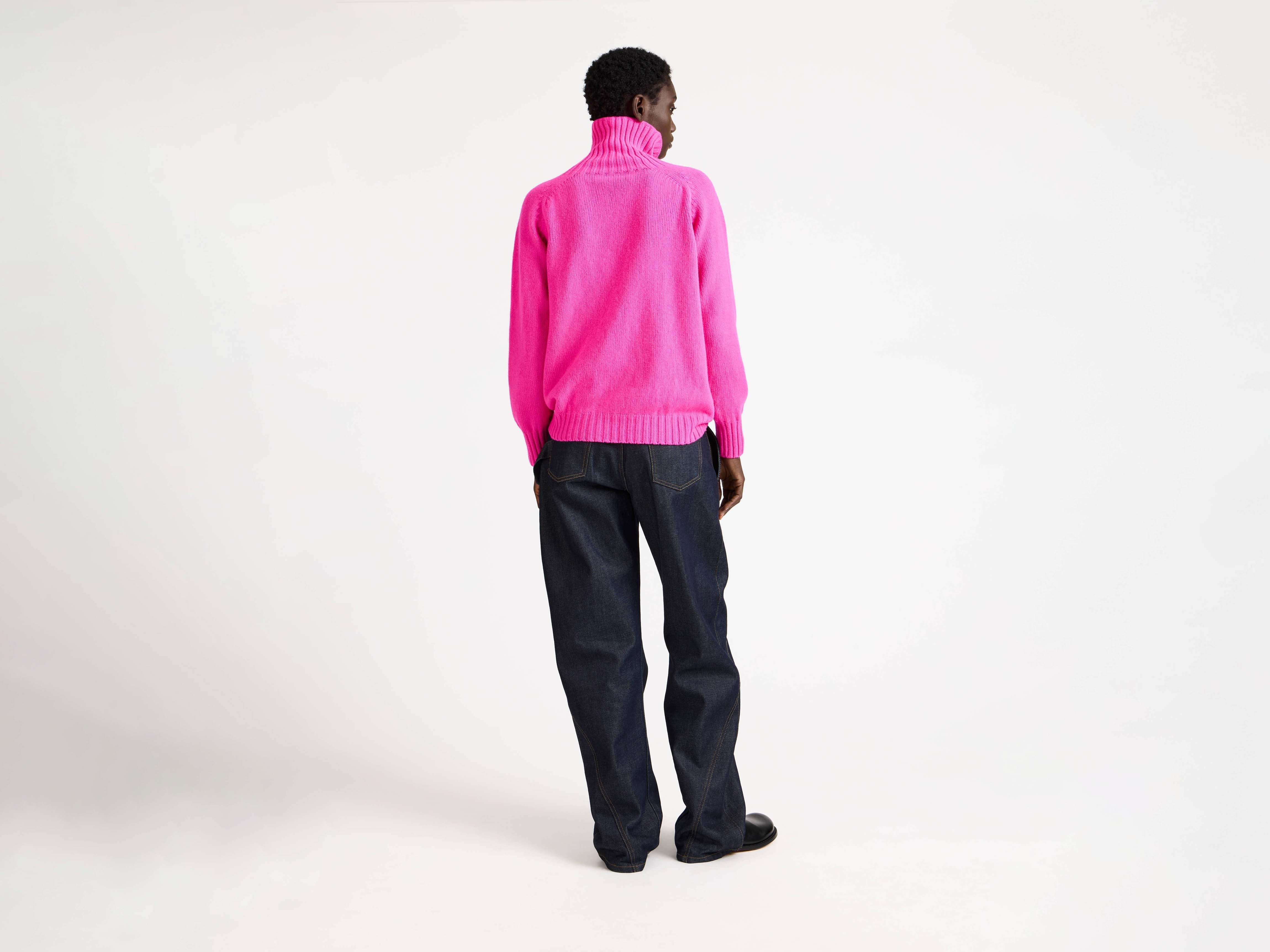 WOMENS TURTLENECK JUMPER IN NEON PINK in NEON PINK