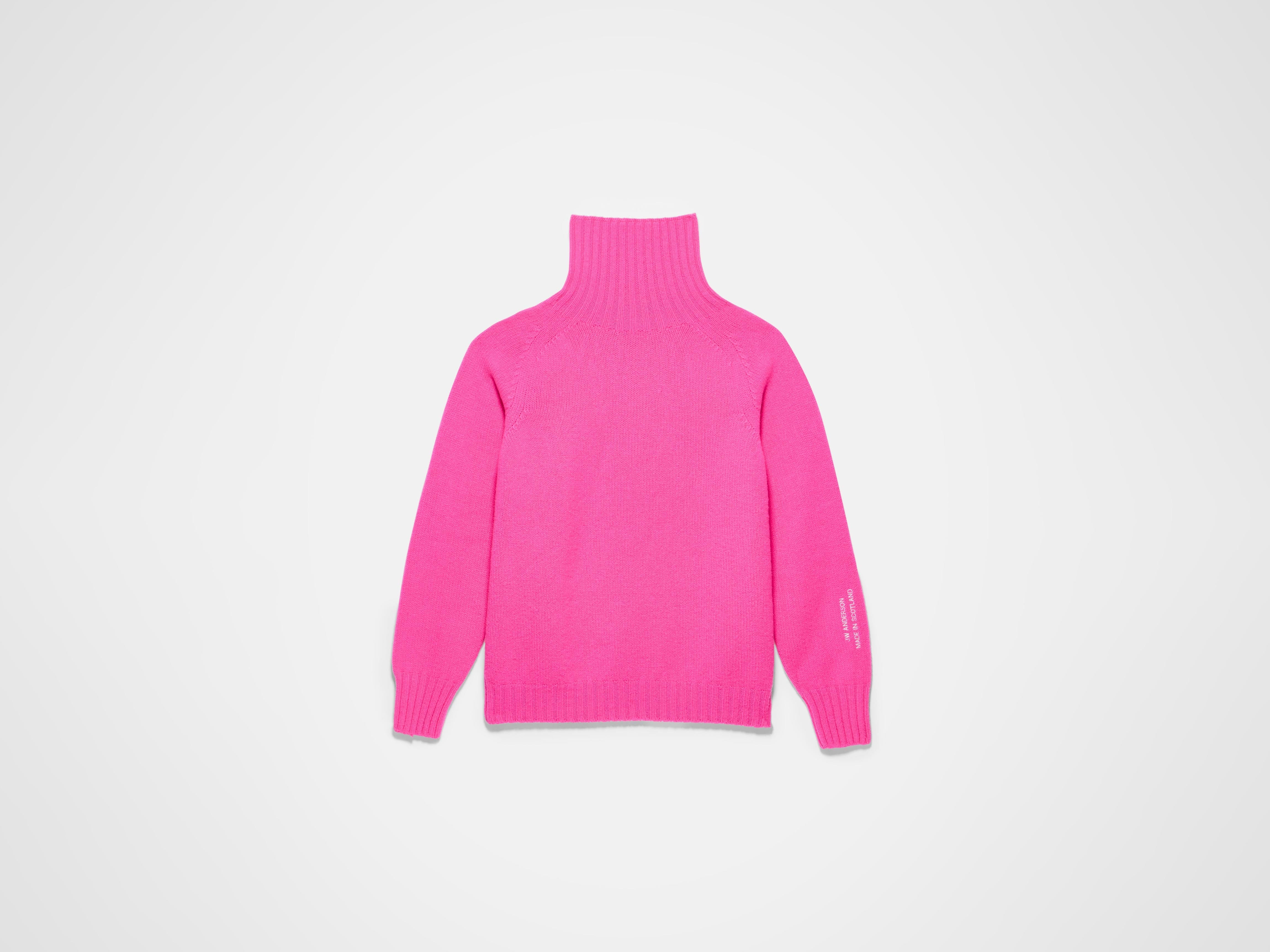 WOMENS TURTLENECK JUMPER IN NEON PINK in NEON PINK