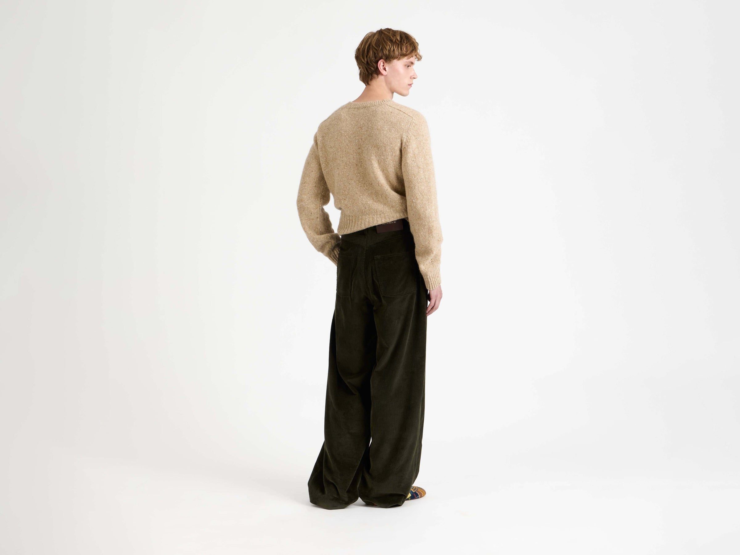 SLEEVE EMBROIDERED CREW NECK JUMPER OATMEAL MELANGE