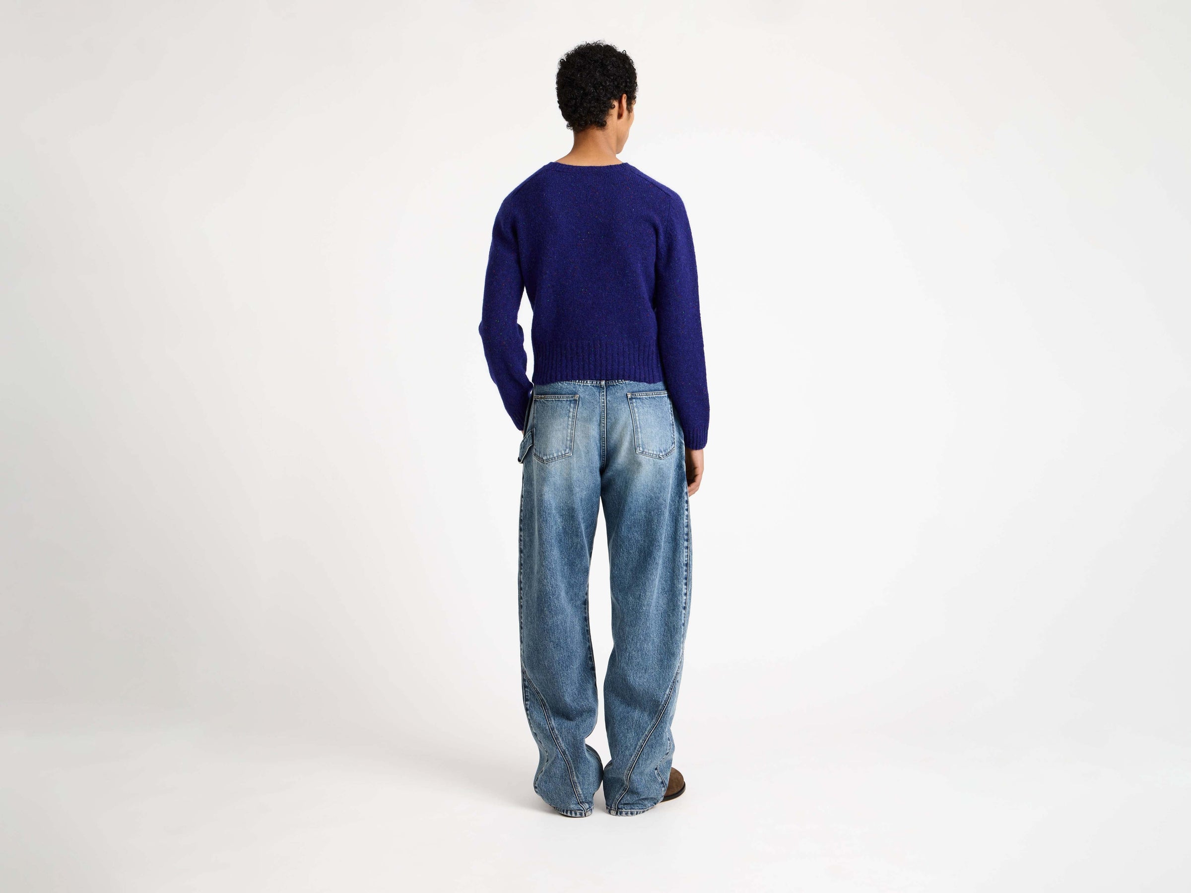 SLEEVE EMBROIDERED CREW NECK JUMPER IN VIOLET