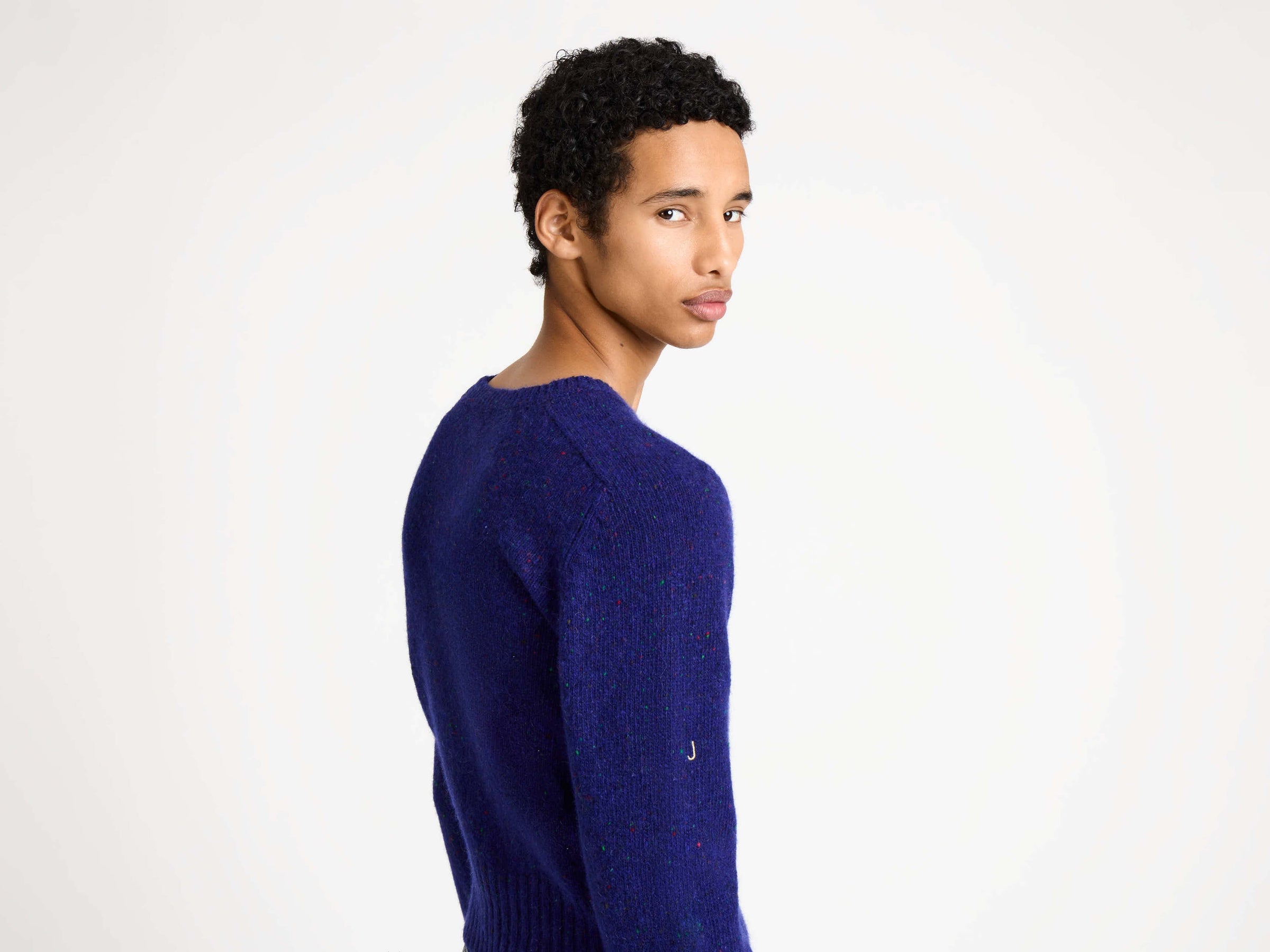 SLEEVE EMBROIDERED CREW NECK JUMPER IN VIOLET