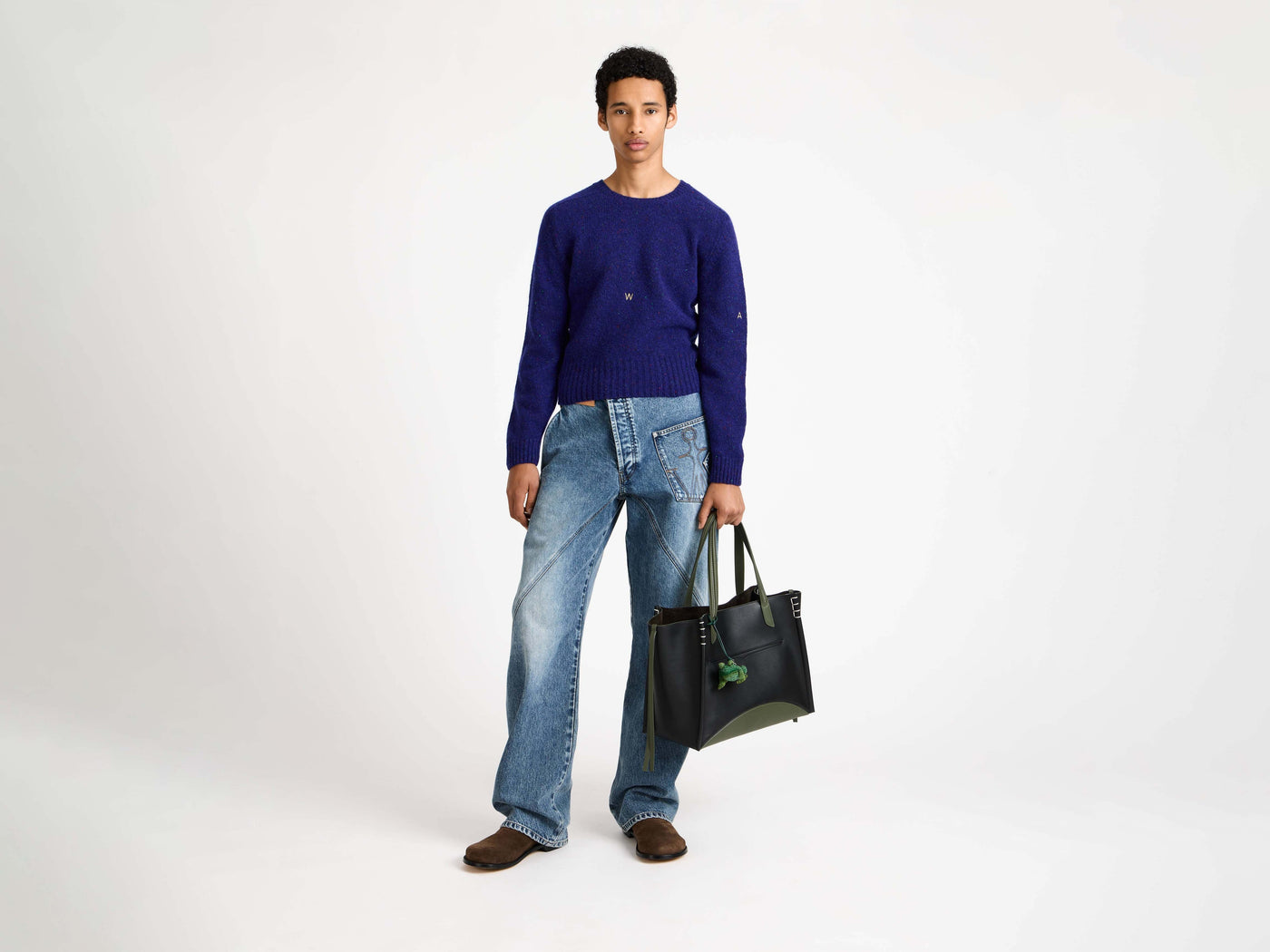 SLEEVE EMBROIDERED CREW NECK JUMPER IN VIOLET