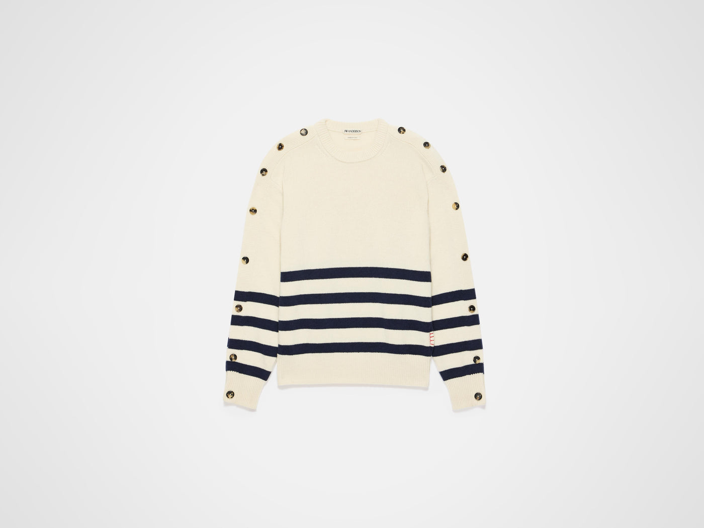 buttoned sleeve breton jumper ivory Product Front 6