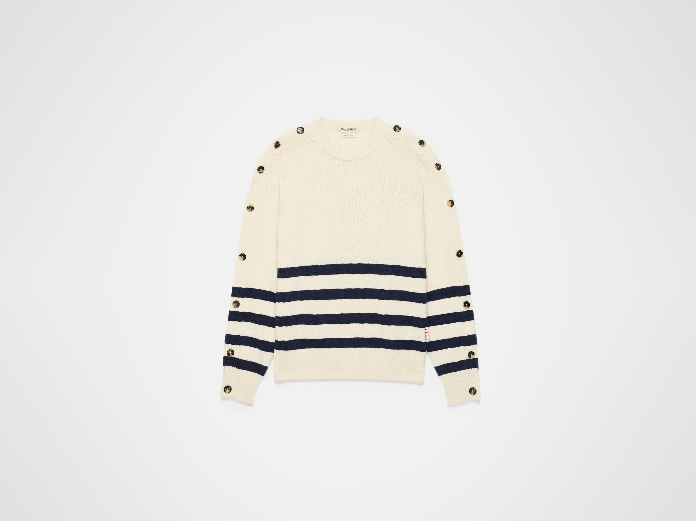 buttoned sleeve breton jumper ivory Product Front 6