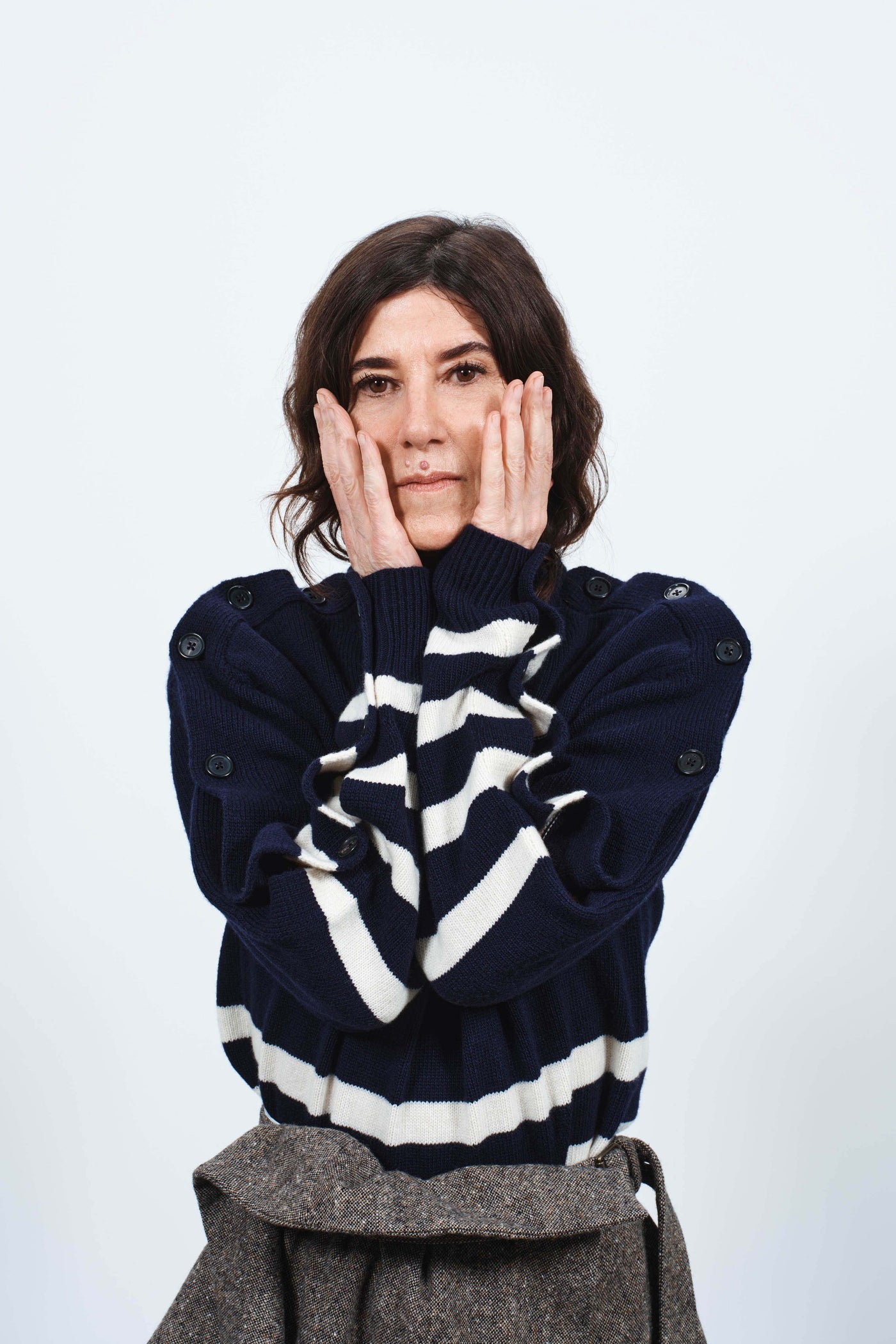 buttoned sleeve breton jumper navy 1 Creative 2