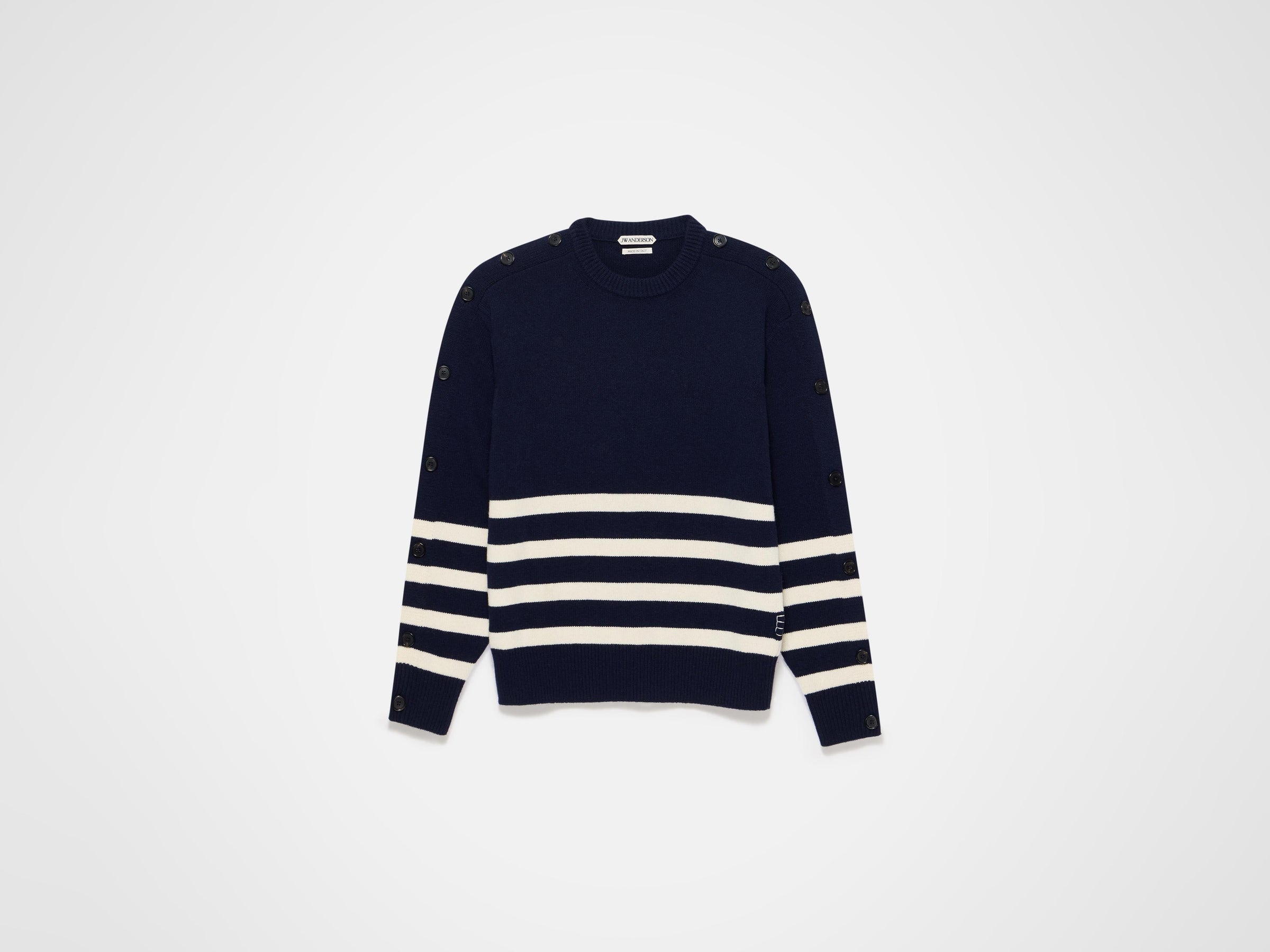 buttoned sleeve breton jumper navy 1 Product Front 6
