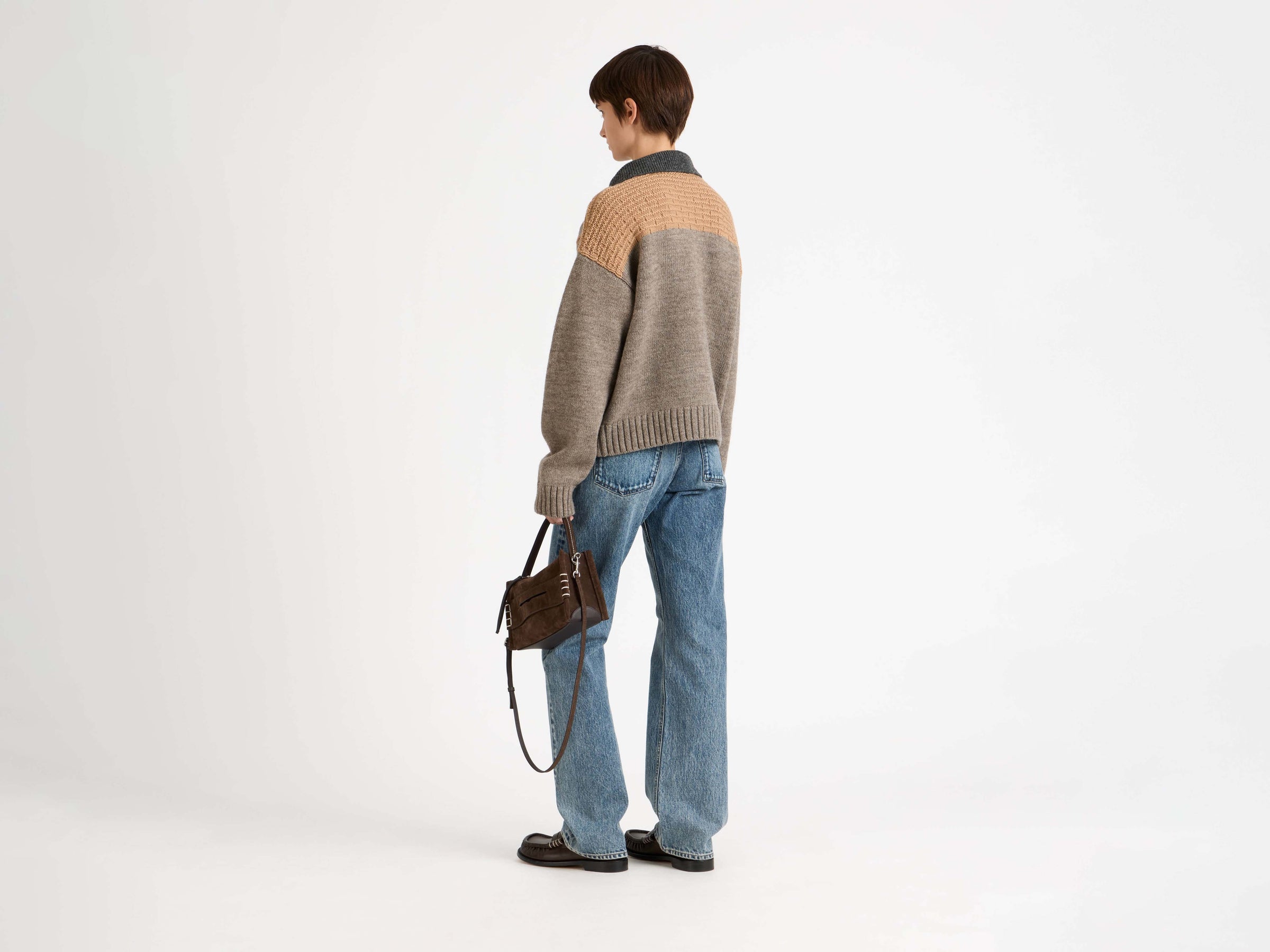 HOUSE POLO JUMPER IN BEIGE MELANGE