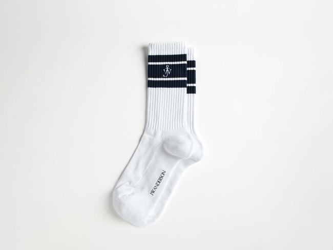 sports sock white blue Product Front 1
