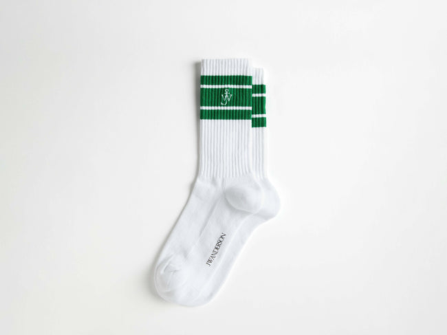 sports sock white green Product Front 1