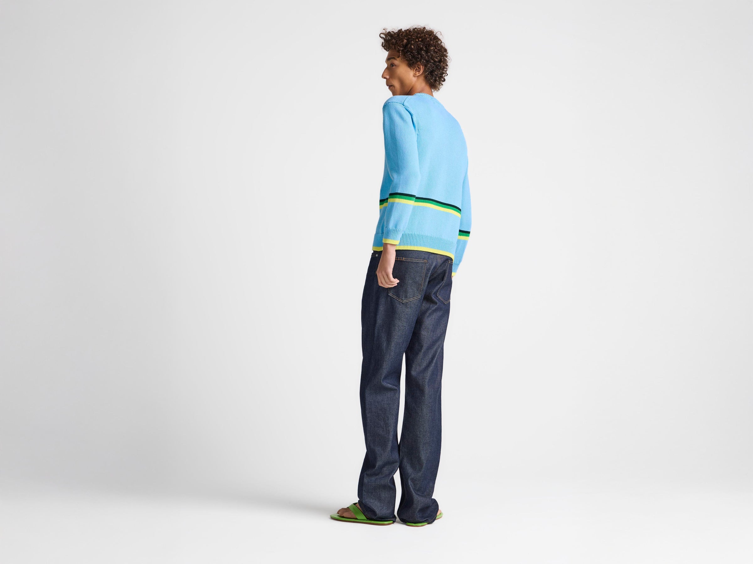 MENS CROCHETED CAR JUMPER IN SKY BLUE
