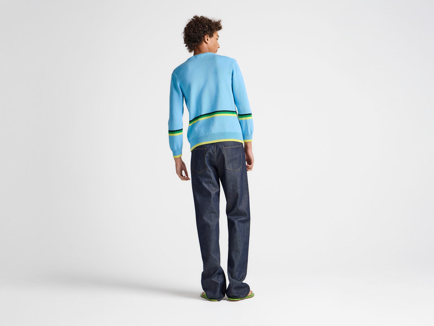 MENS CROCHETED CAR JUMPER IN SKY BLUE