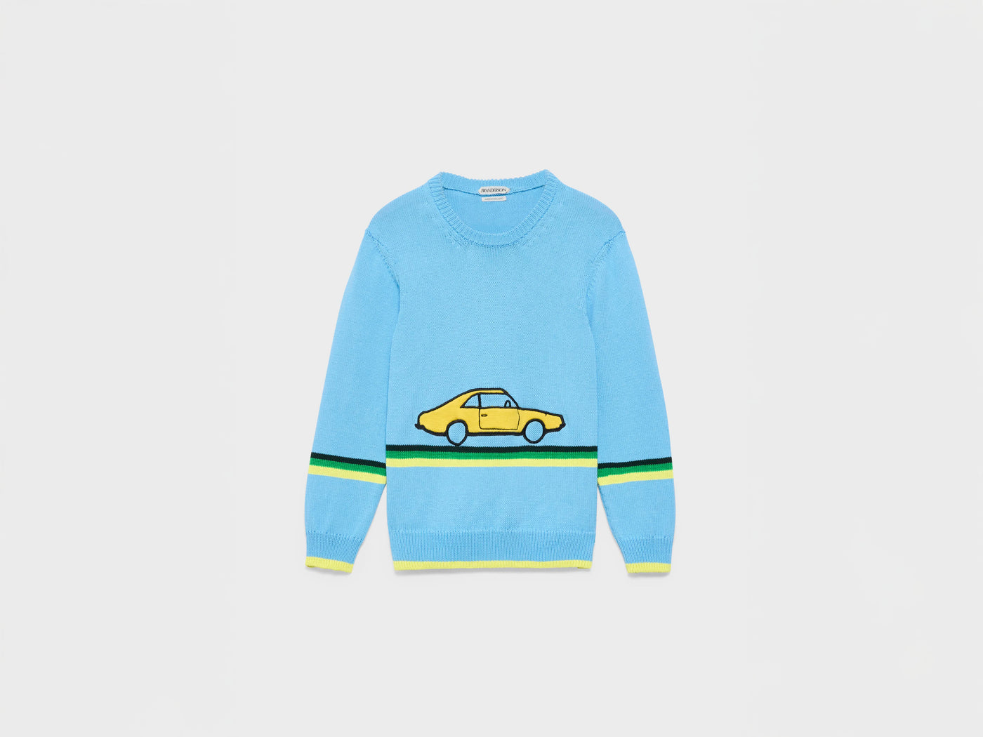 MENS CROCHETED CAR JUMPER IN SKY BLUE