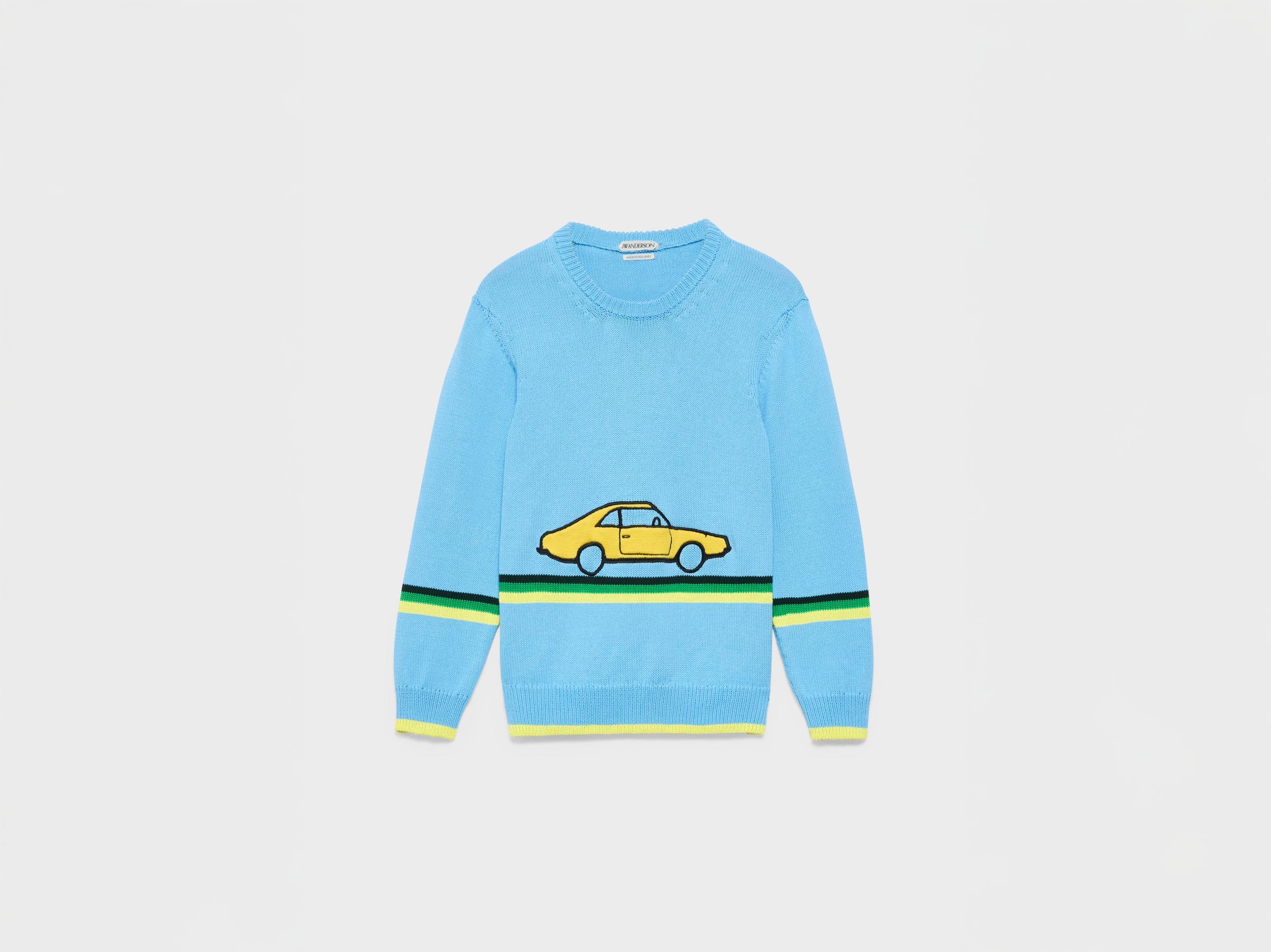 MENS CROCHETED CAR JUMPER IN SKY BLUE