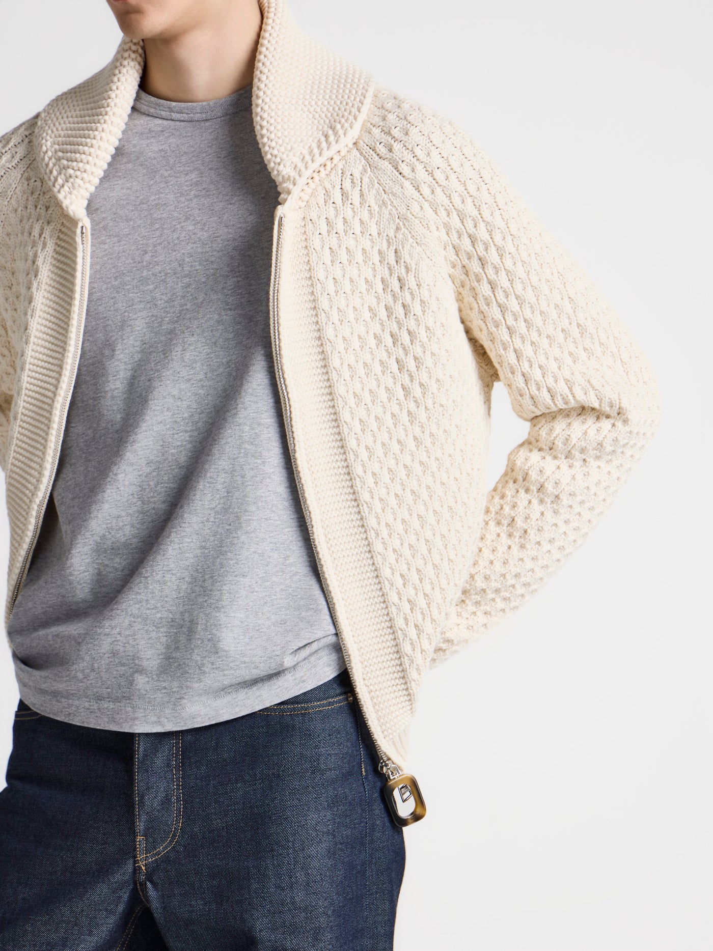 CL_MENS CABLE FRONT ZIP JUMPER