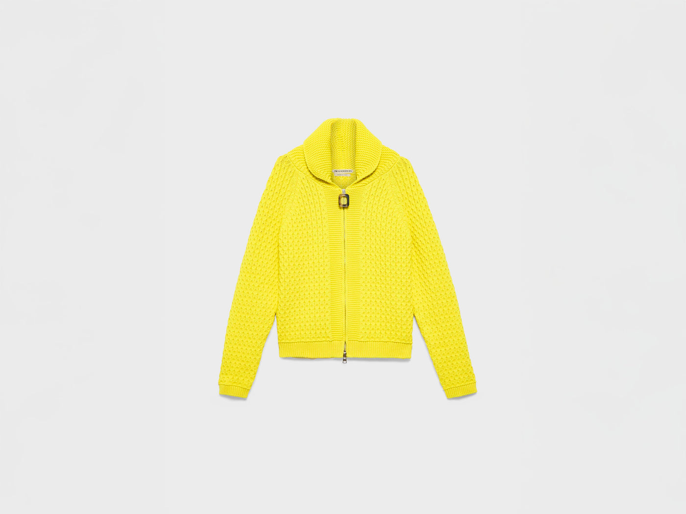 MENS CABLE FRONT ZIP JUMPER IN BRIGHT YELLOW