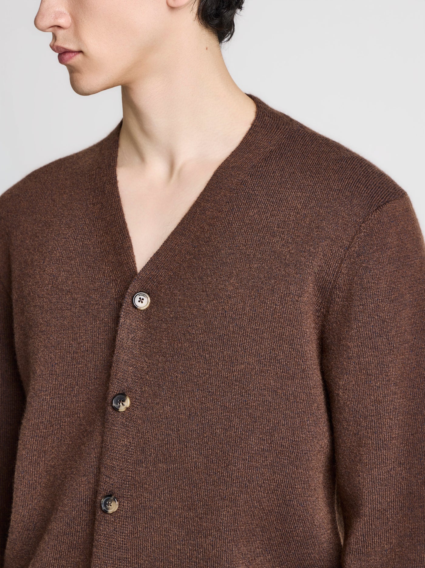 MENS KNITTED MOHAIR CARDIGAN IN BROWN