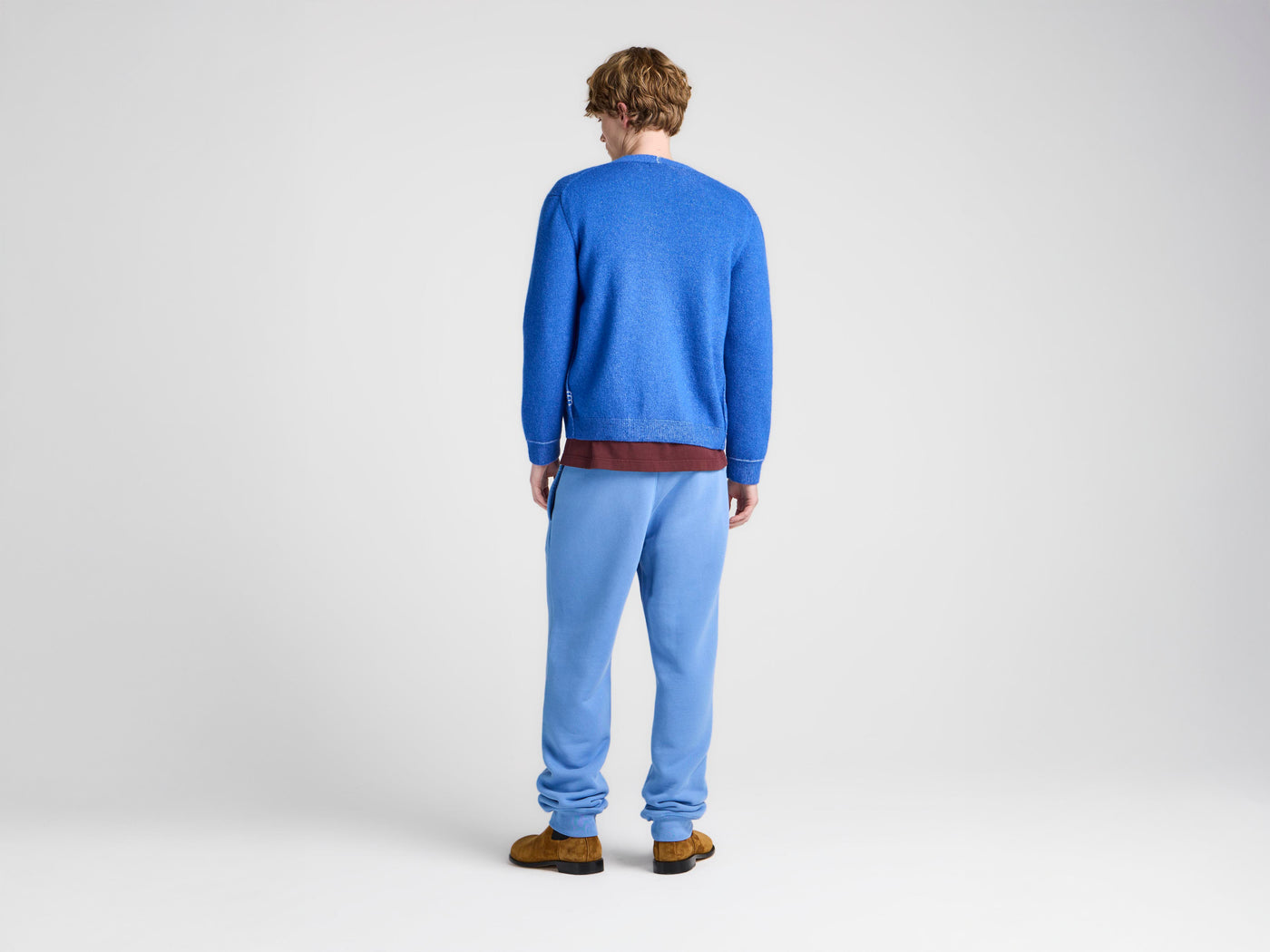 MENS KNITTED MOHAIR CARDIGAN IN COBALT