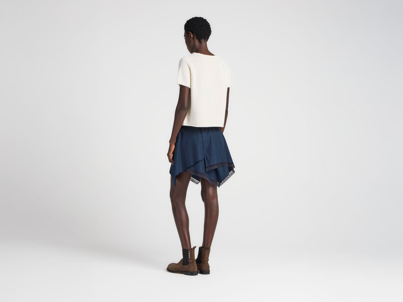 WOMENS KNITTED T-SHIRT IN IVORY