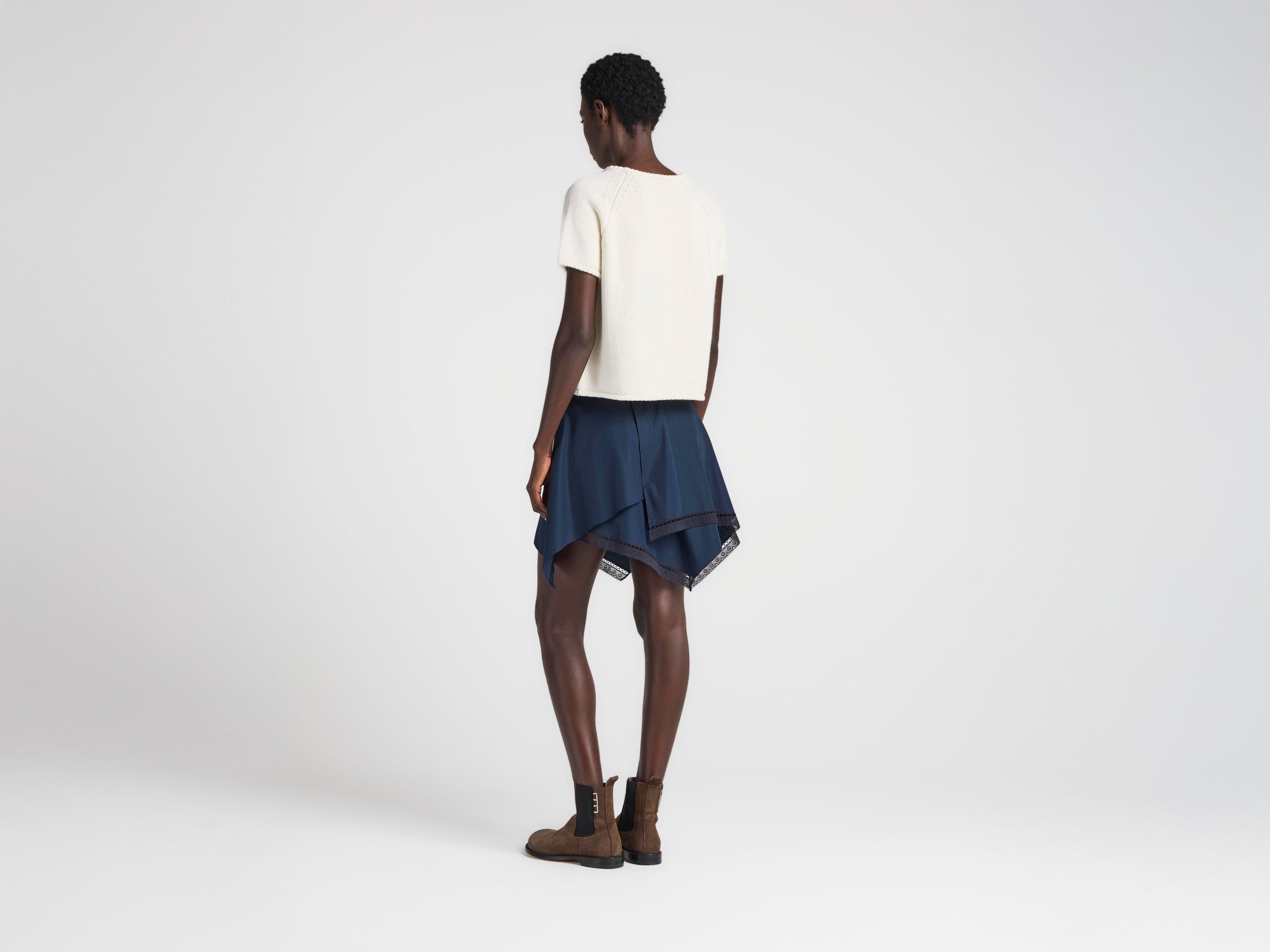 WOMENS KNITTED T-SHIRT IN IVORY