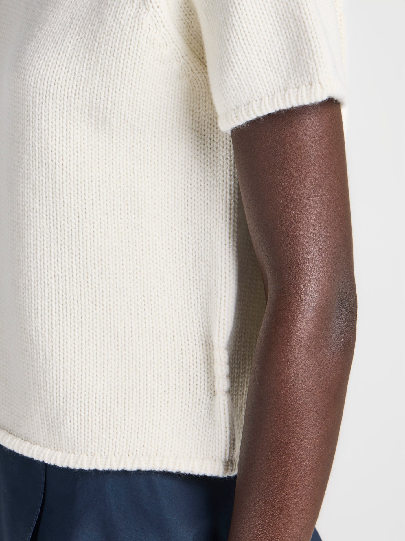 WOMENS KNITTED T-SHIRT IN IVORY