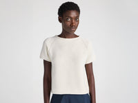 WOMENS KNITTED T-SHIRT IN IVORY