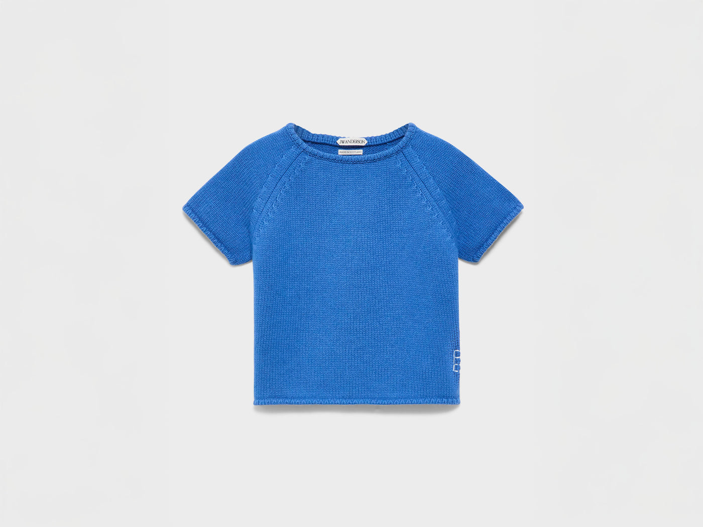 WOMENS KNITTED T-SHIRT IN CORNFLOWER BLUE