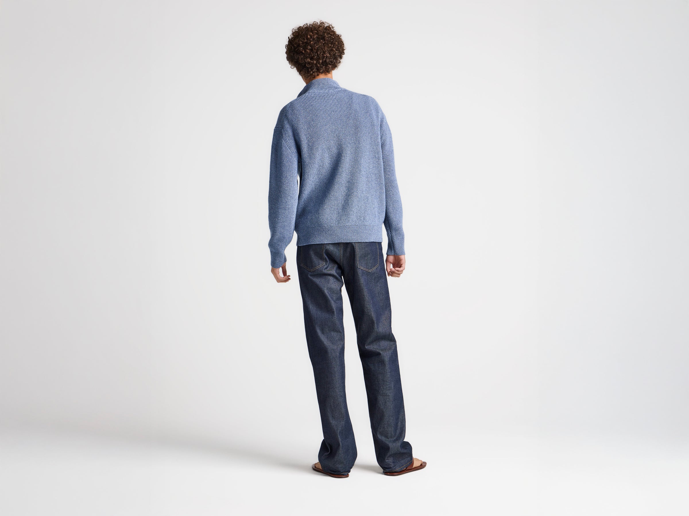 MENS HALF ZIP JUMPER IN SMOKE BLUE