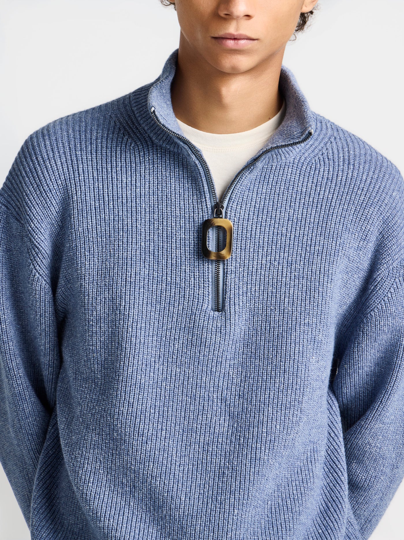 MENS HALF ZIP JUMPER IN SMOKE BLUE