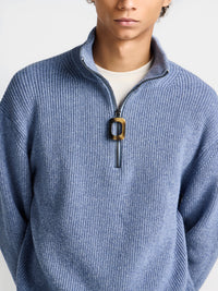 MENS HALF ZIP JUMPER IN SMOKE BLUE