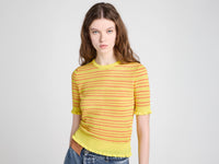 WOMENS SHEER FAIRISLE TOP IN SOFT LEMON
